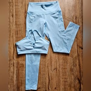 Popflex Sky Blue Leggings and Sports Bra
